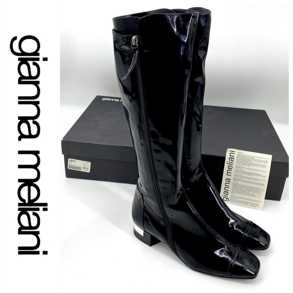 💕SALE💕 Gianna Meliani Black Patent Boots - Picture 2 of 8